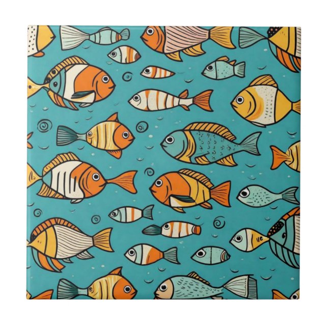Azulejo De Cerâmica Ideias de presentes de padrão de peixe (Frente)