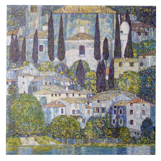 Azulejo De Cerâmica Igreja em Cassone, Gustav Klimt (Frente)