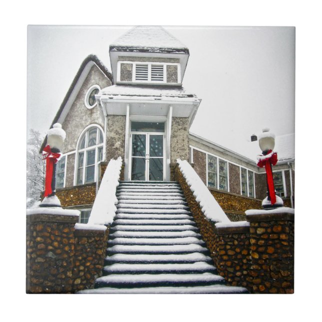Azulejo De Cerâmica Igreja na Neve (Frente)