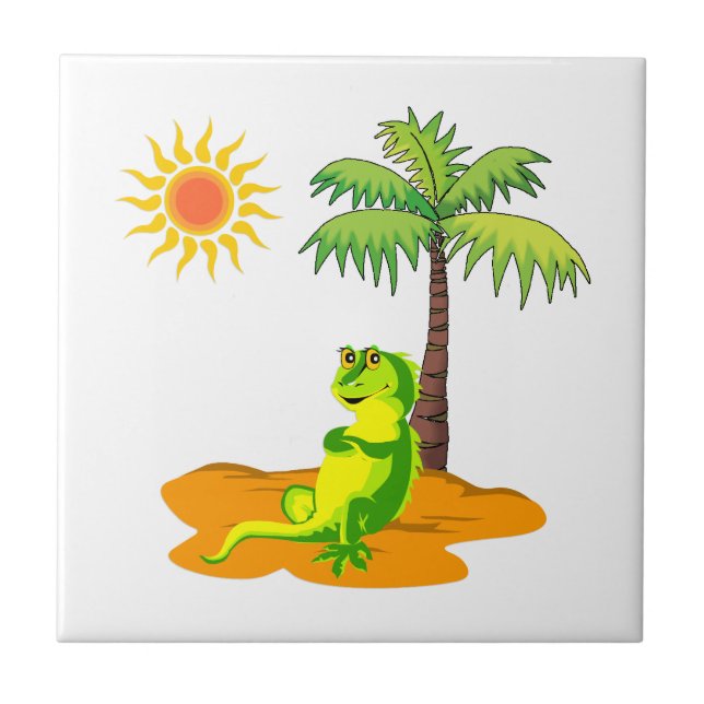 Azulejo De Cerâmica Iguana no deserto (Frente)