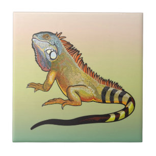 Azulejo De Cerâmica iguana verde