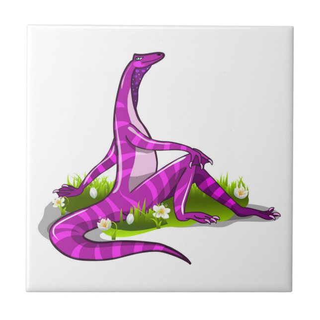 Azulejo De Cerâmica Iguanodon Mostrando Sua Beleza Natural. (Frente)