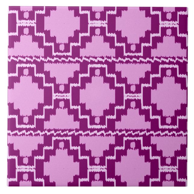 Azulejo De Cerâmica Ikat Aztec Pattern - Ametist Purple e Violet (Frente)