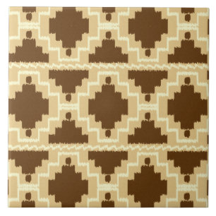 Azulejo De Cerâmica Ikat Aztec Pattern - Tan, marrom e creme