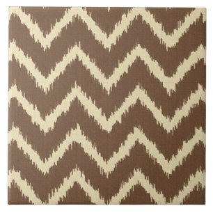 Azulejo De Cerâmica Ikat Chevrons - Castanho-chocolate e bronzeado