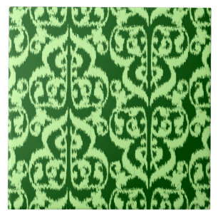 Azulejo De Cerâmica Ikat Damasco Mourisco - pinho e verde menta