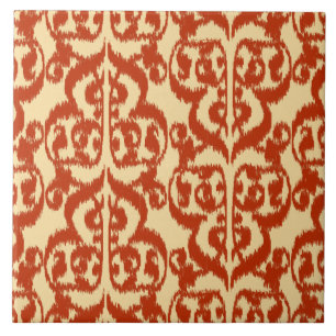 Azulejo De Cerâmica Ikat Moorish Damask - laranja Mandarin
