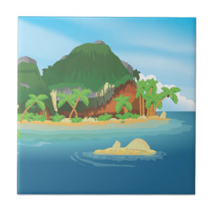 Azulejo De Cerâmica Ilha do Tesouro Tropical