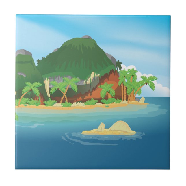 Azulejo De Cerâmica Ilha do Tesouro Tropical (Frente)
