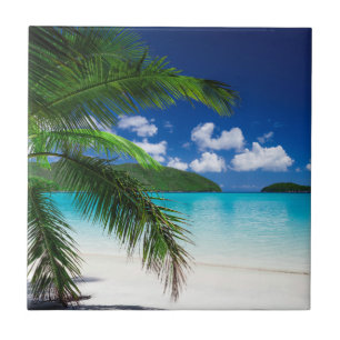 Azulejo De Cerâmica Ilha Tropical de Paraíso Clássico
