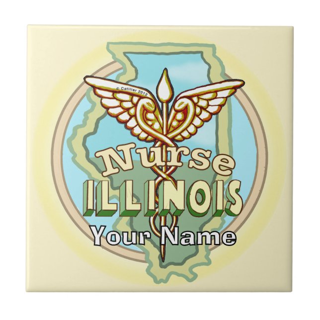 Azulejo De Cerâmica Illinois Nurse Caduceus Tile (Frente)