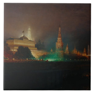 Azulejo De Cerâmica Iluminação do Kremlin, 1883 (óleo em canvas)