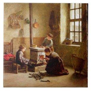 Azulejo De Cerâmica Iluminando o fogão, 1886 (óleo no painel)
