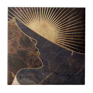 Azulejo De Cerâmica Ilusão da ouro com Texturas Sun e Marble