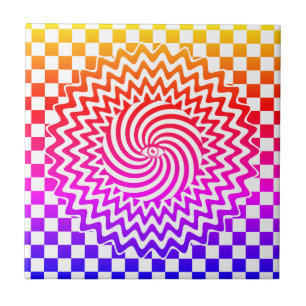 Azulejo De Cerâmica Ilusão óptica colorida psicodélica