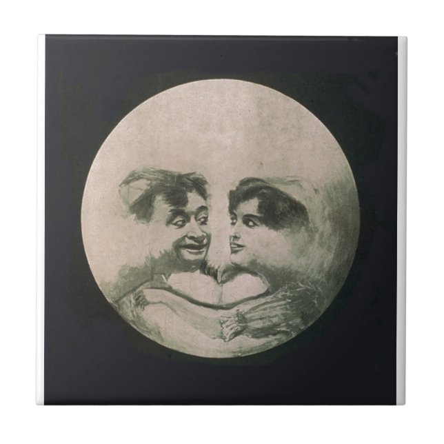 Azulejo De Cerâmica Ilusão óptica da lua (Frente)