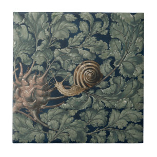 Azulejo De Cerâmica Ilustração Antiga de Caracol Botânico Art Nouveau