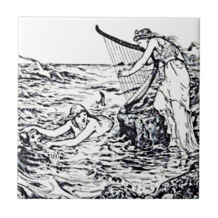 Azulejo De Cerâmica Ilustração celta do conto de fadas da sereia
