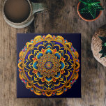 Azulejo De Cerâmica Ilustração Colorida Azul Mandala<br><div class="desc">A mandala é um padrão geométrico que muitas vezes tem forma circular,  embora possa também ser quadrado. Com padrões repetitivos e formas simétricas que irradiam de um ponto central,  cria uma composição visualmente deslumbrante e equilibrada.</div>