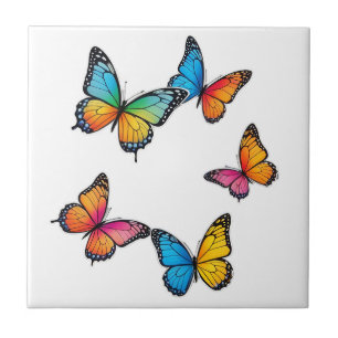 Azulejo De Cerâmica Ilustração Colorida da Borboleta