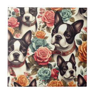 Azulejo De Cerâmica Ilustração Cute Boston Terrier