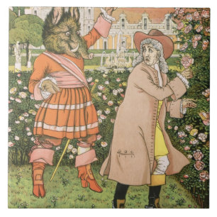 Azulejo De Cerâmica Ilustração da beleza e do animal, 1901 (colo