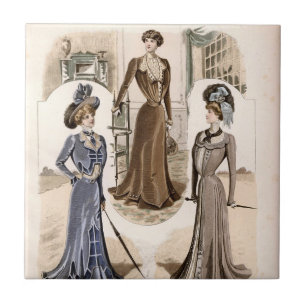 Azulejo De Cerâmica Ilustração da Moda Edwardian Glam Vintage
