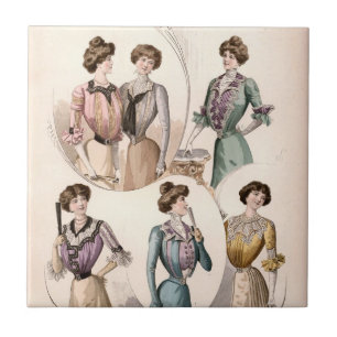 Azulejo De Cerâmica Ilustração da Moda Lady Vintage Edwardian