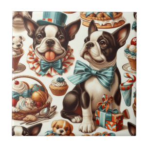 Azulejo De Cerâmica Ilustração da Portadora de Boston Cute