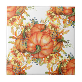 Azulejo De Cerâmica Ilustração de Abóbora Laranja de Outono