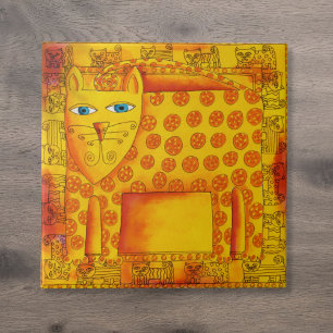 Azulejo De Cerâmica Ilustração de Aquarela-Leopardo Padrão