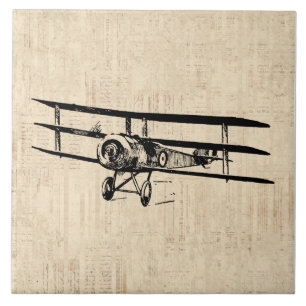Azulejo De Cerâmica Ilustração de Avião Antiquado do Avião Vintage