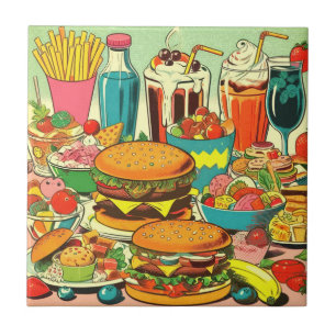 Azulejo De Cerâmica Ilustração de banda desenhada na Comida