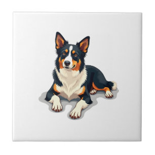 Azulejo De Cerâmica Ilustração de Cachorro de Retrato de Border Collie