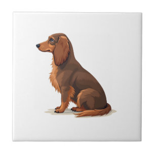 Azulejo De Cerâmica Ilustração de cachorro vista traseira de Dachshund