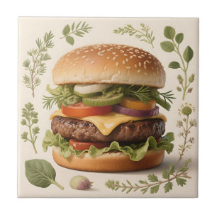 Azulejo De Cerâmica Ilustração de Cheeseburger Gourmet