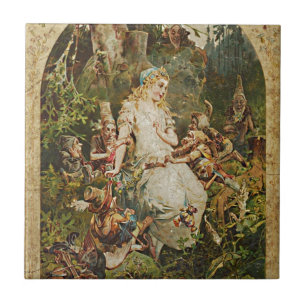 Azulejo De Cerâmica Ilustração de Contos de Fada da Alemanha Branca 