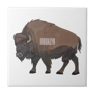 Azulejo De Cerâmica Ilustração de desenho animado Bison