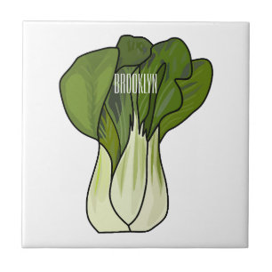 Azulejo De Cerâmica Ilustração de desenho animado Bok choy