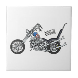 Azulejo De Cerâmica Ilustração de desenho animado Chopper Motorcycle 1