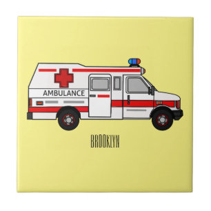 Azulejo De Cerâmica Ilustração de desenho animado de Ambulância