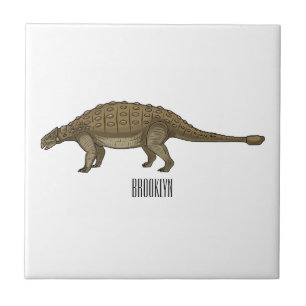 Azulejo De Cerâmica Ilustração de desenho animado de Ankylosaurus