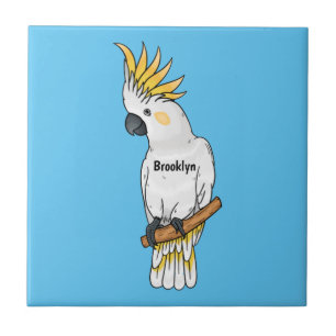 Azulejo De Cerâmica ilustração de desenho animado de cacatua de crista