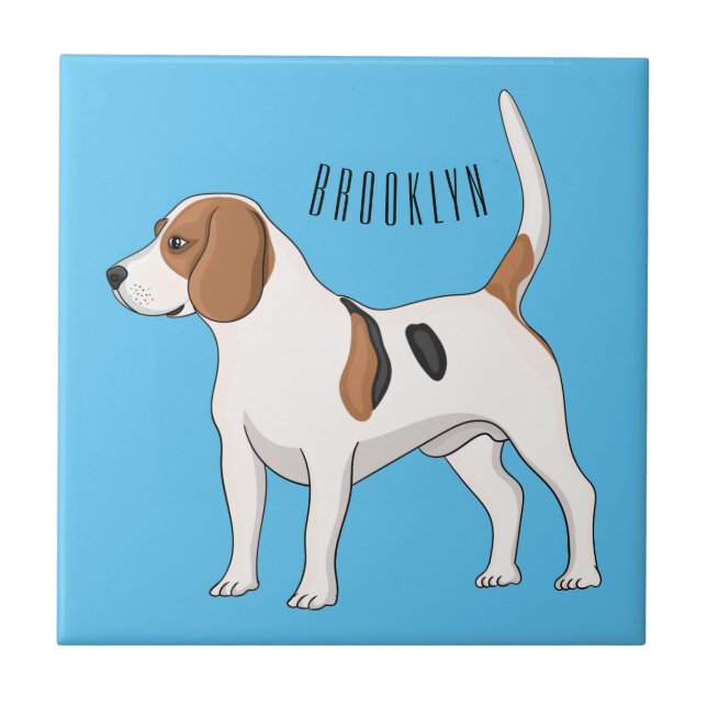 Azulejo De Cerâmica Ilustração de desenho animado de cachorro Beagle (Frente)