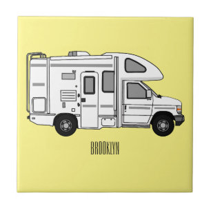 Azulejo De Cerâmica Ilustração de desenho animado de Campervan