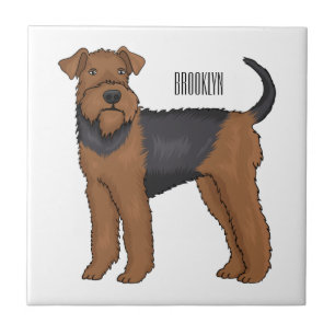 Azulejo De Cerâmica Ilustração de desenho animado de cão Airedale terr