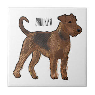 Azulejo De Cerâmica Ilustração de desenho animado de cão Airedale terr
