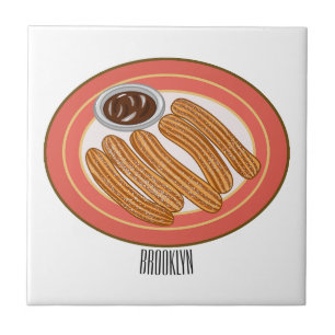 Azulejo De Cerâmica Ilustração de desenho animado de Churro