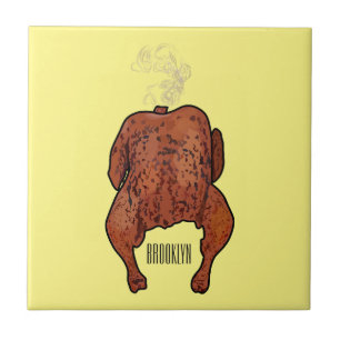Azulejo De Cerâmica Ilustração de desenho animado de frango assado