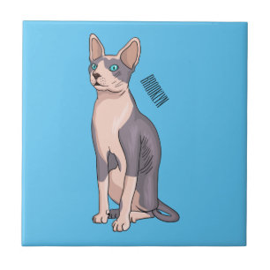 Azulejo De Cerâmica Ilustração de desenho animado de gato esphynx